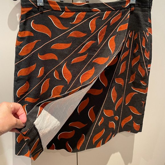 Dorothee Schumacher Black +Orange Wrap Mini Skirt-Cotton-Large - Picture 6 of 16